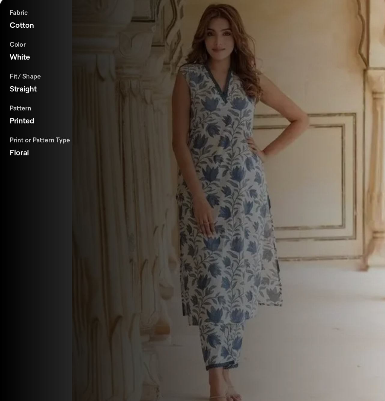 Women Blue Sleeveless Cotton kurti