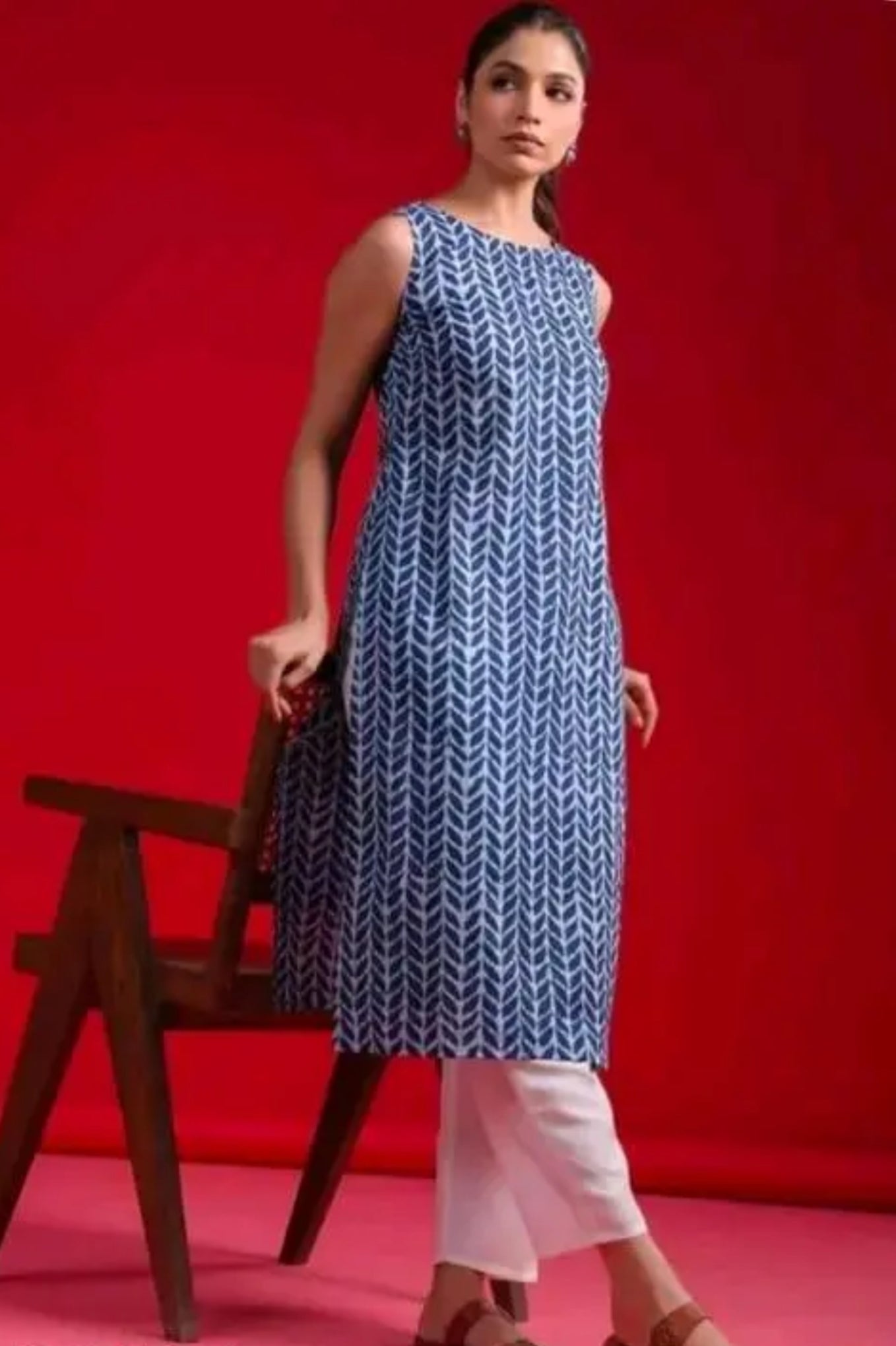 Indigo Blue Sleeveless kurti