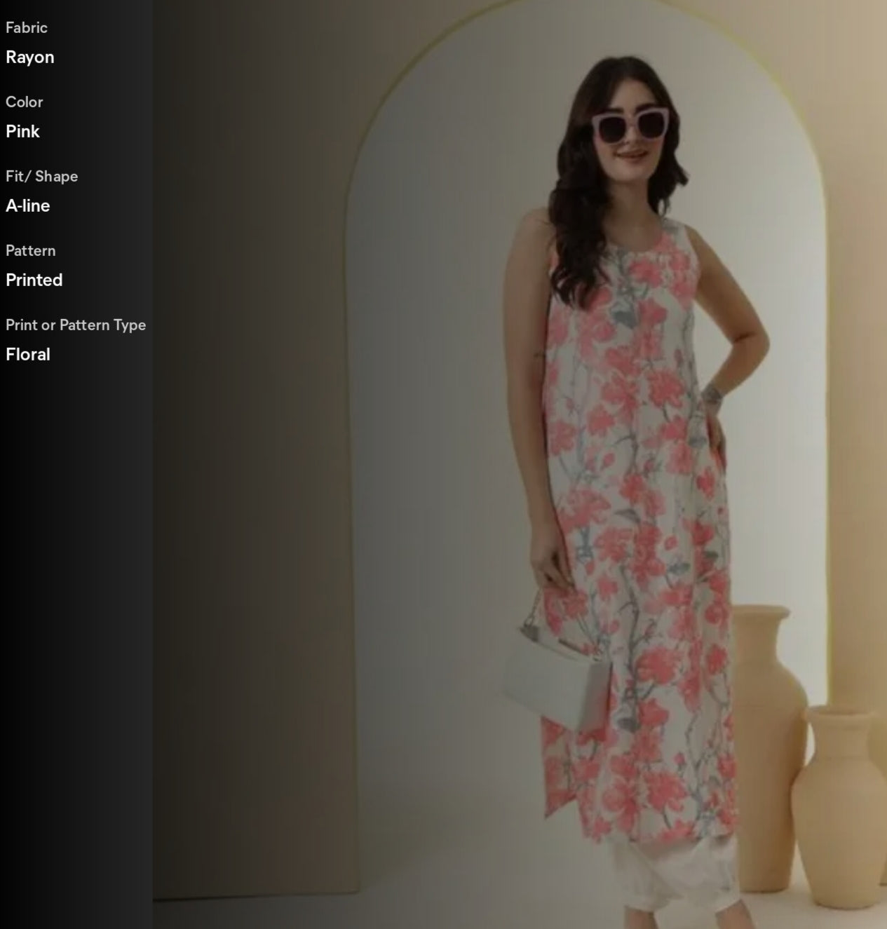 Women Rayon printed sleeveless partywear kurti