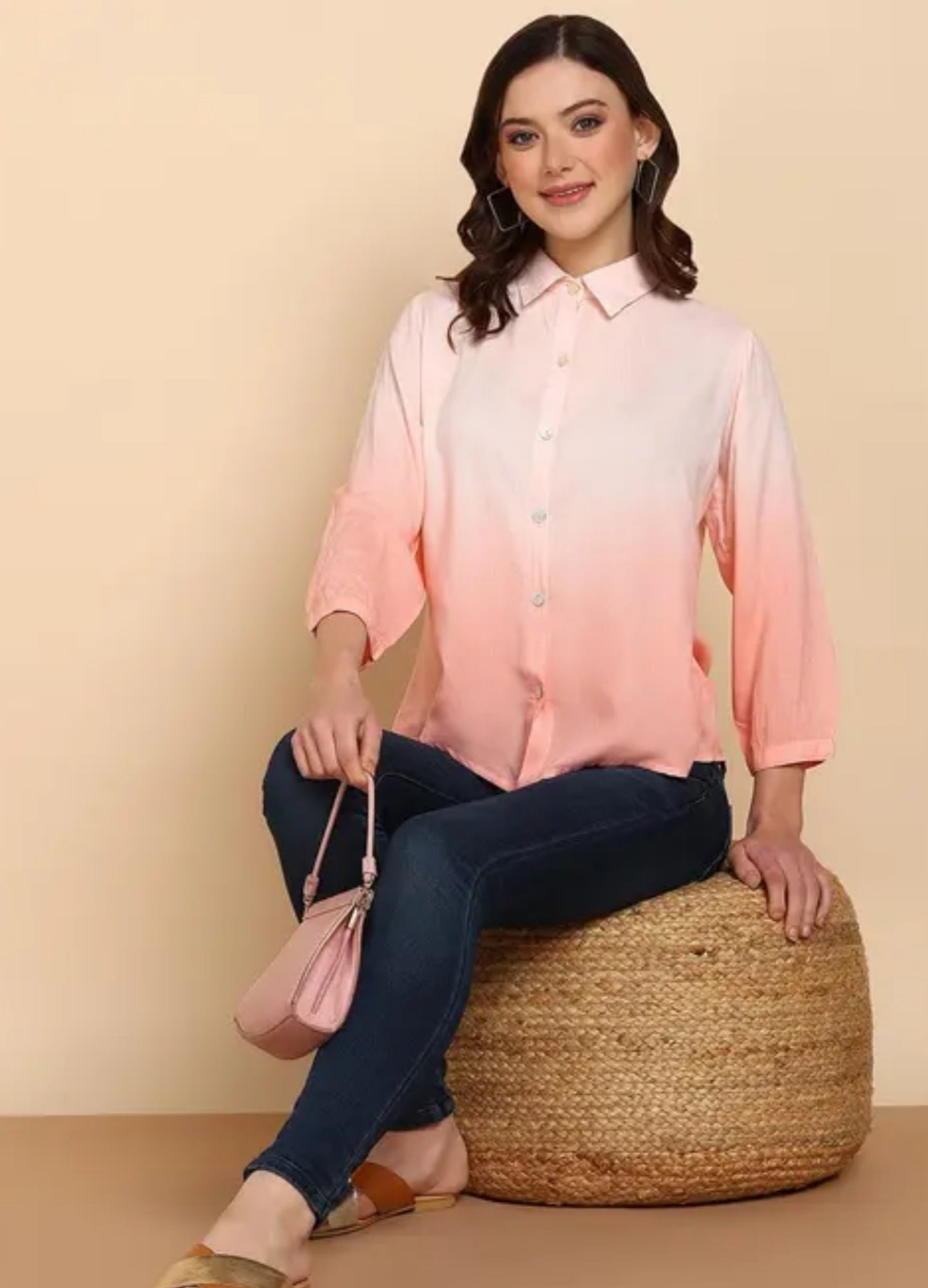 Women Casual Rayon Tie & Dye Spread Collar Full sleeve Shirt