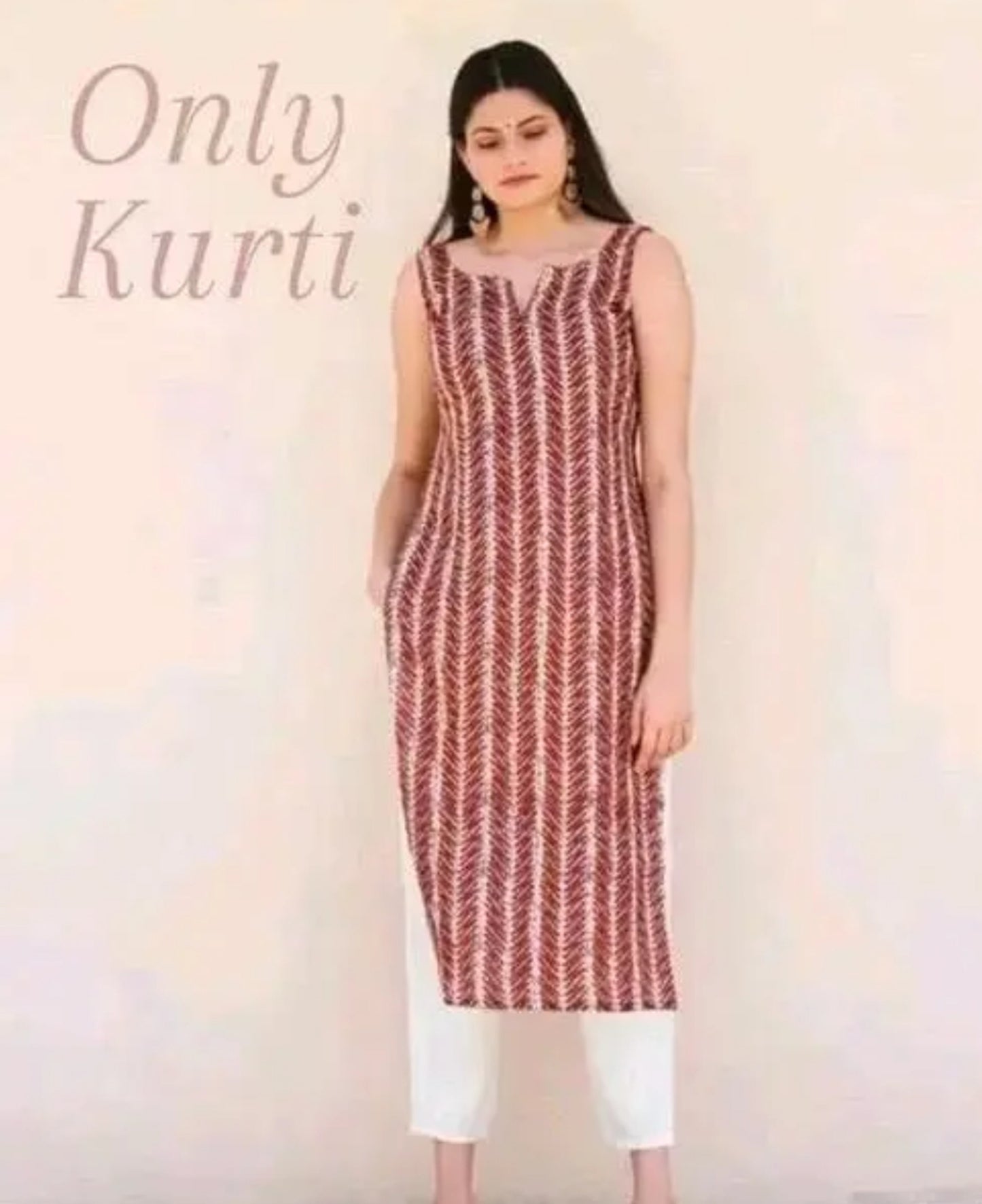 Women Rayon Printed Sleeveless kurti