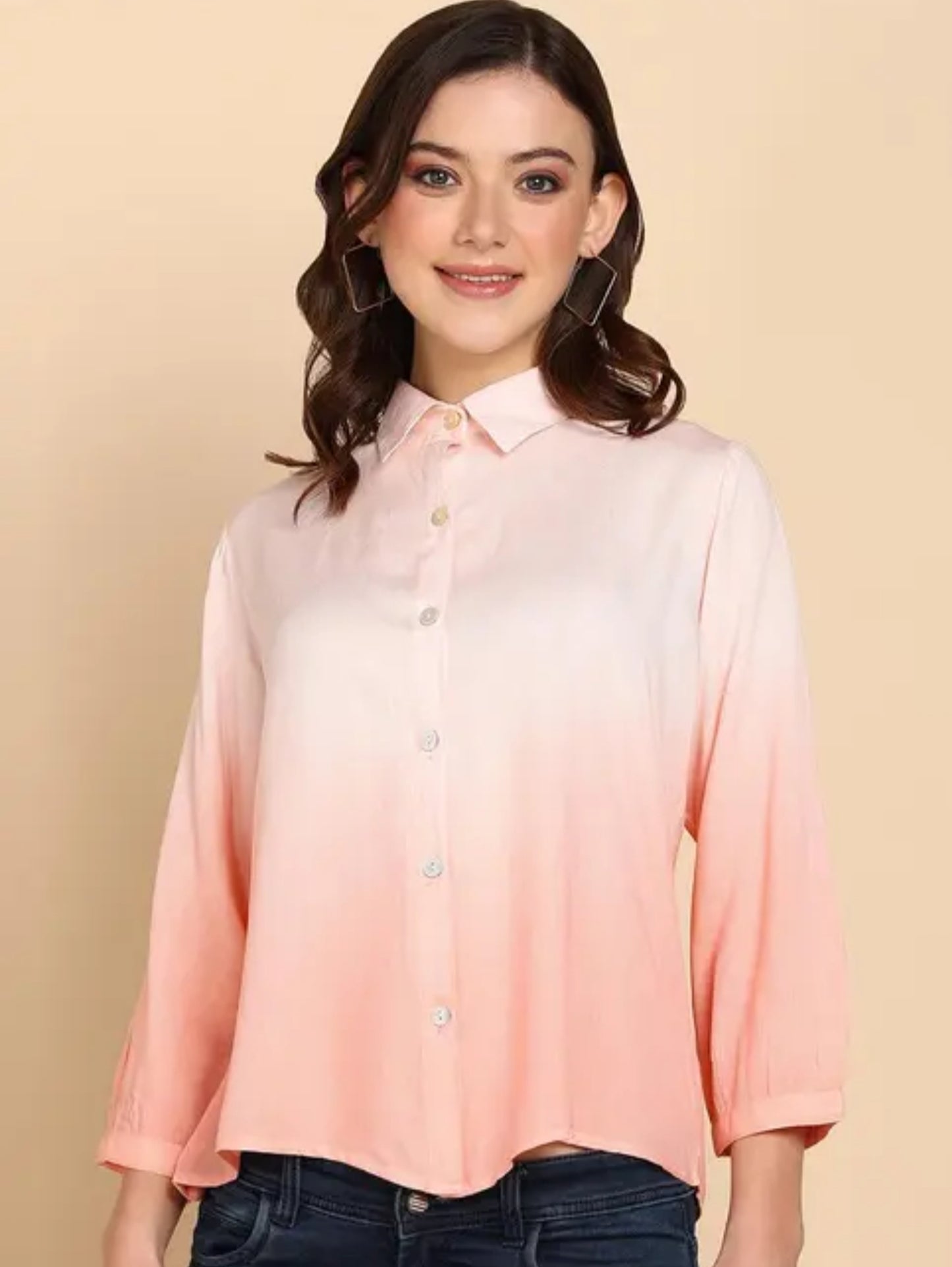 Women Casual Rayon Tie & Dye Spread Collar Full sleeve Shirt