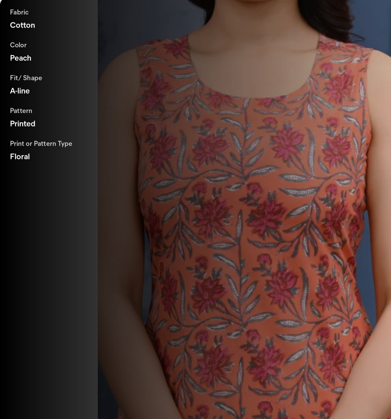 Women Beautiful printed cotton sleeveless kurti