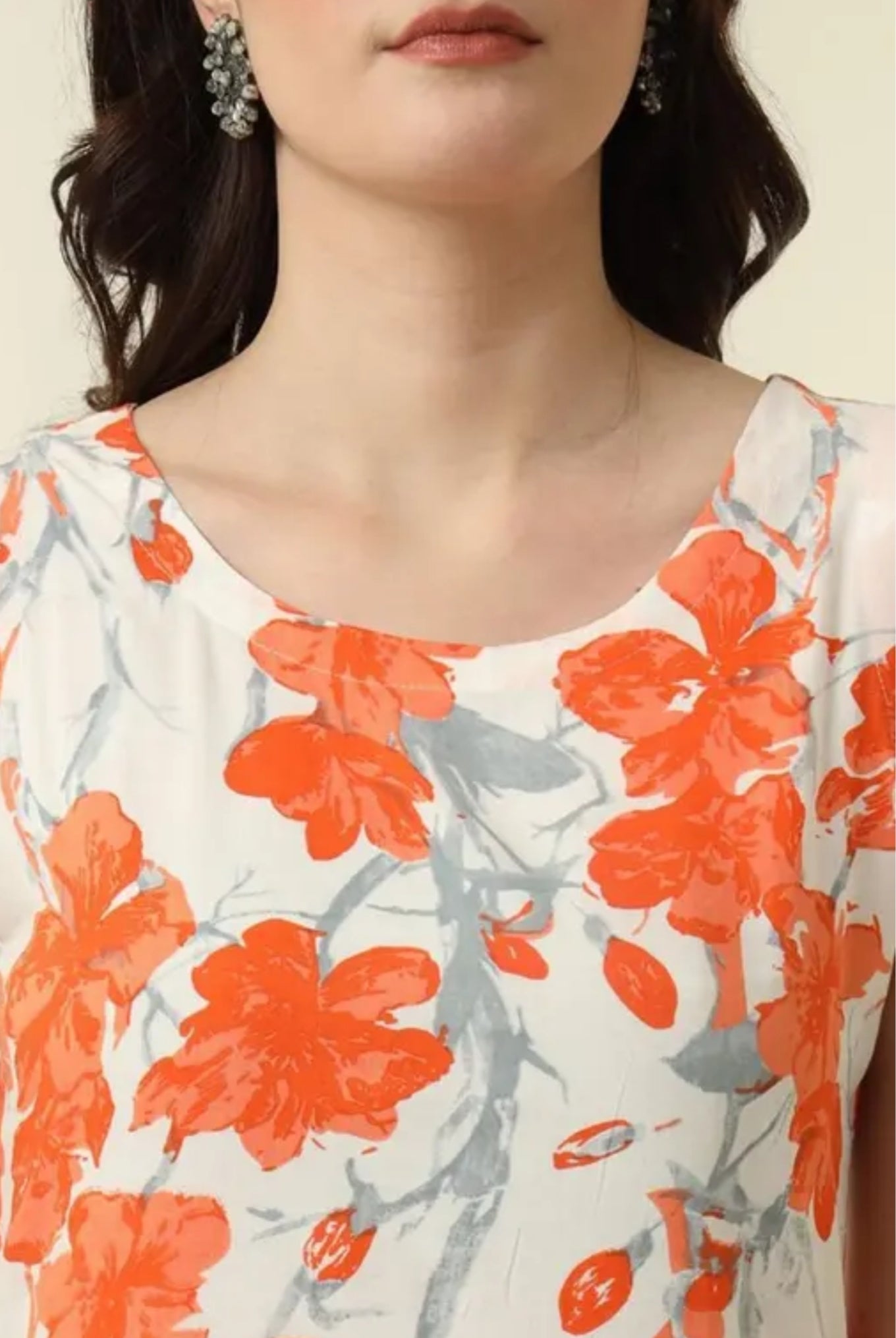 Women Rayon printed sleeveless partywear kurti