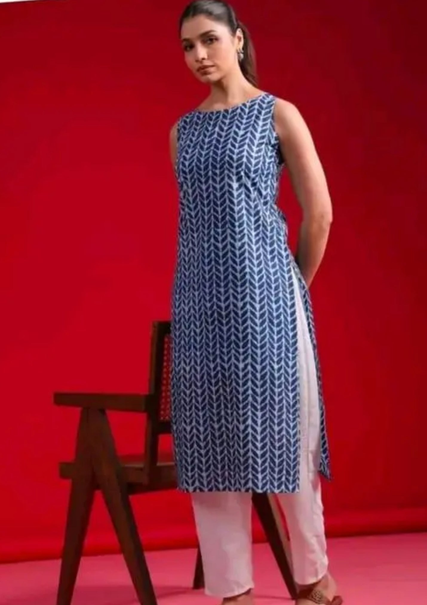 Indigo Blue Sleeveless kurti