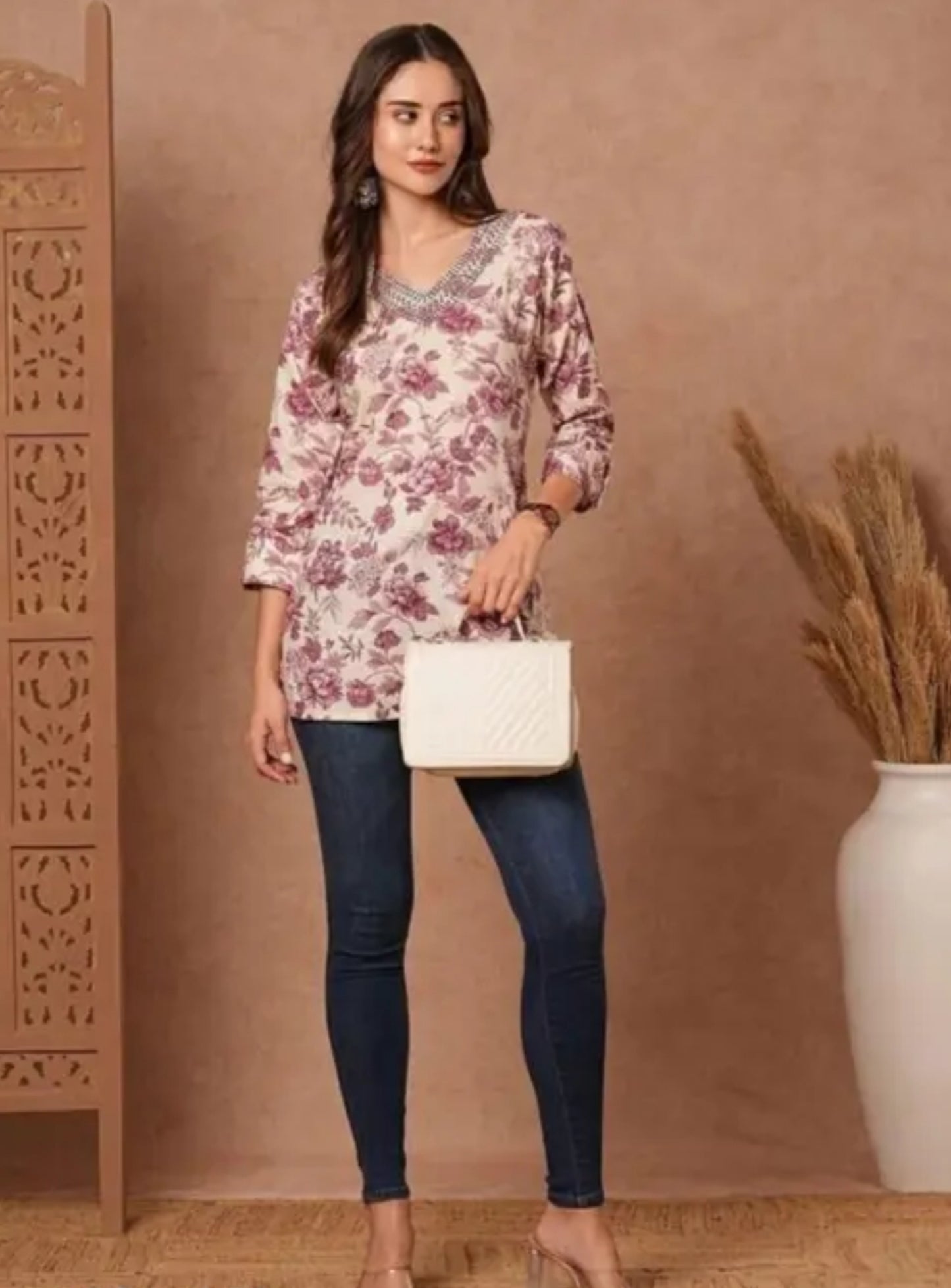 Summer Short Kurti With Embroidery For Women