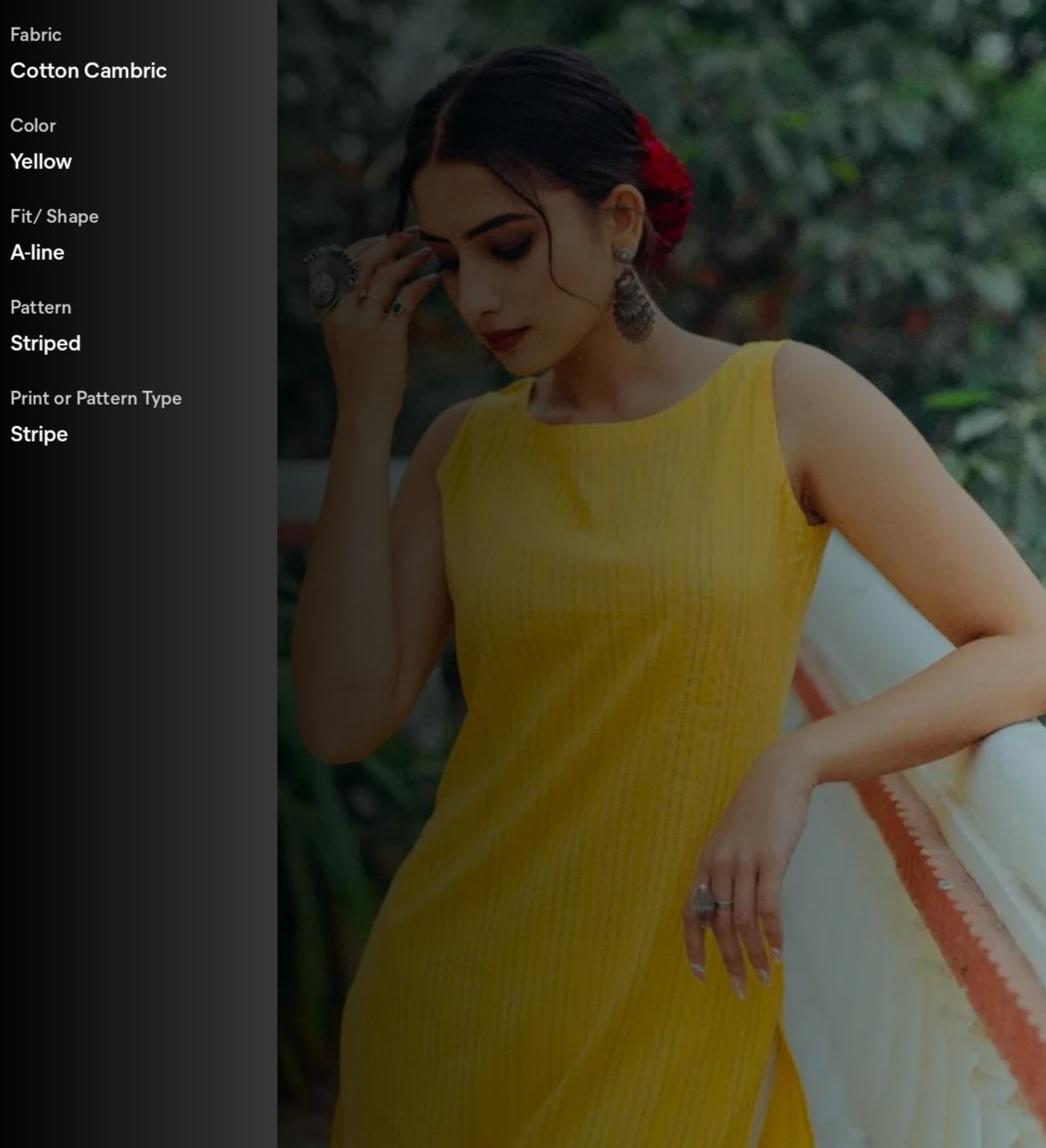 Women yellow Sleeveless cotton kurti