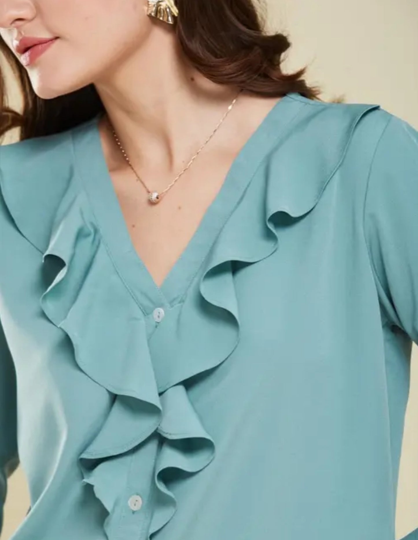 Women's Stylish Ruffled Solid Shirt