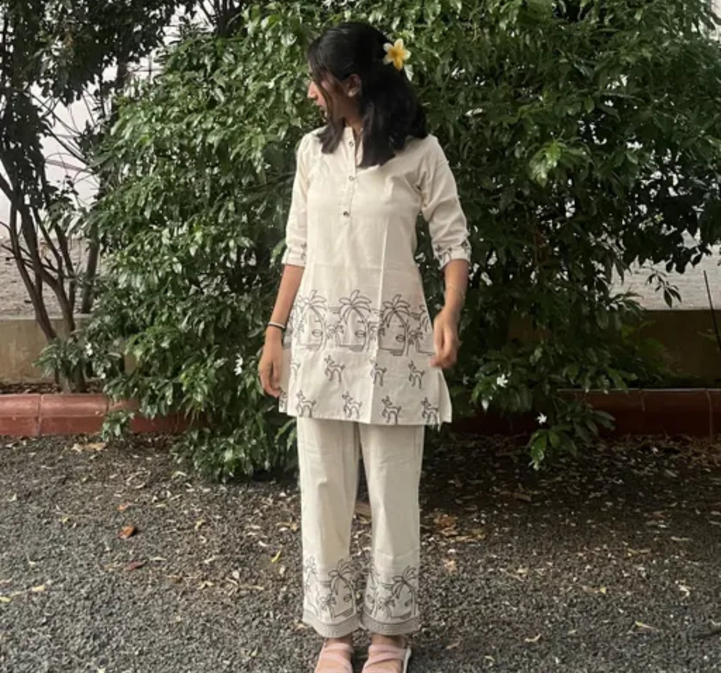 Women's Printed Rayon Casual Wear Collared Neck Sleeve Co-ord Set
