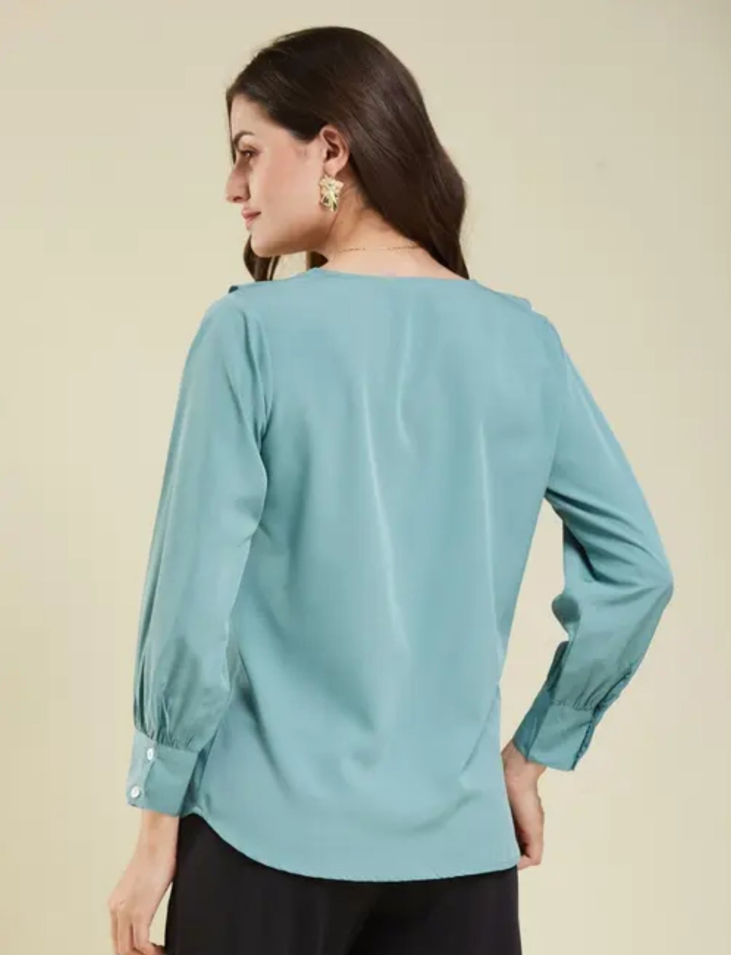 Women's Stylish Ruffled Solid Shirt