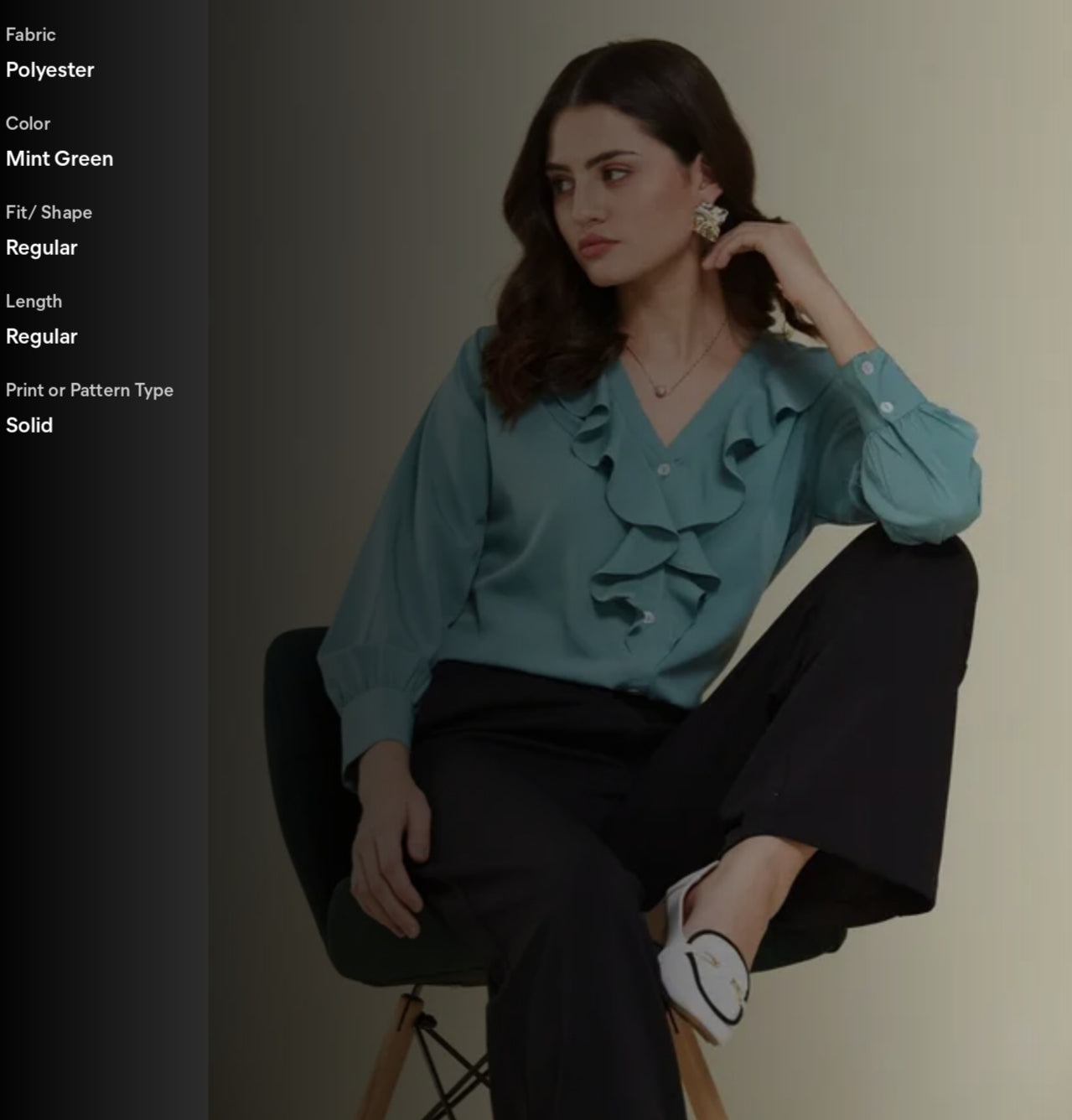 Women's Stylish Ruffled Solid Shirt