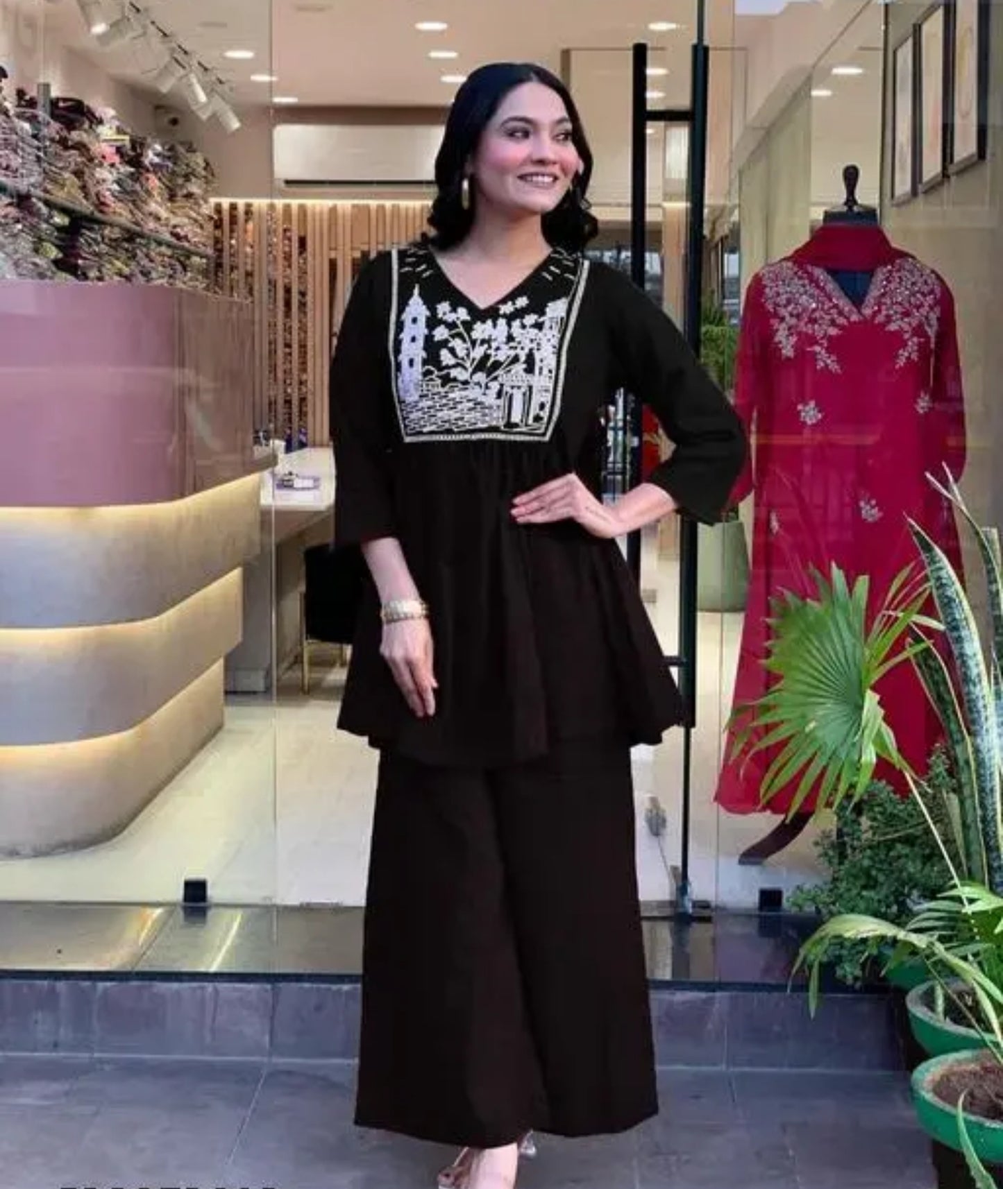 Black Embroidered co-ord set for party