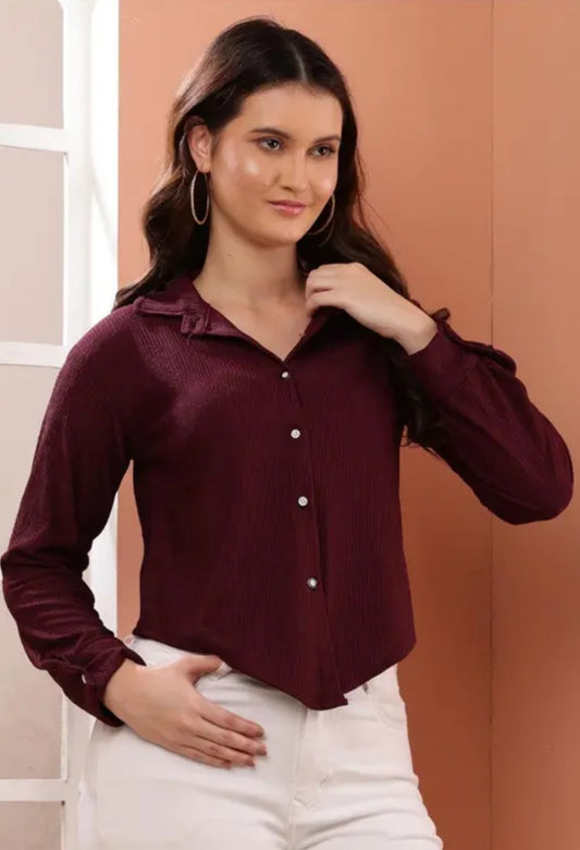 Stylish and trendy wine crop shirt for women