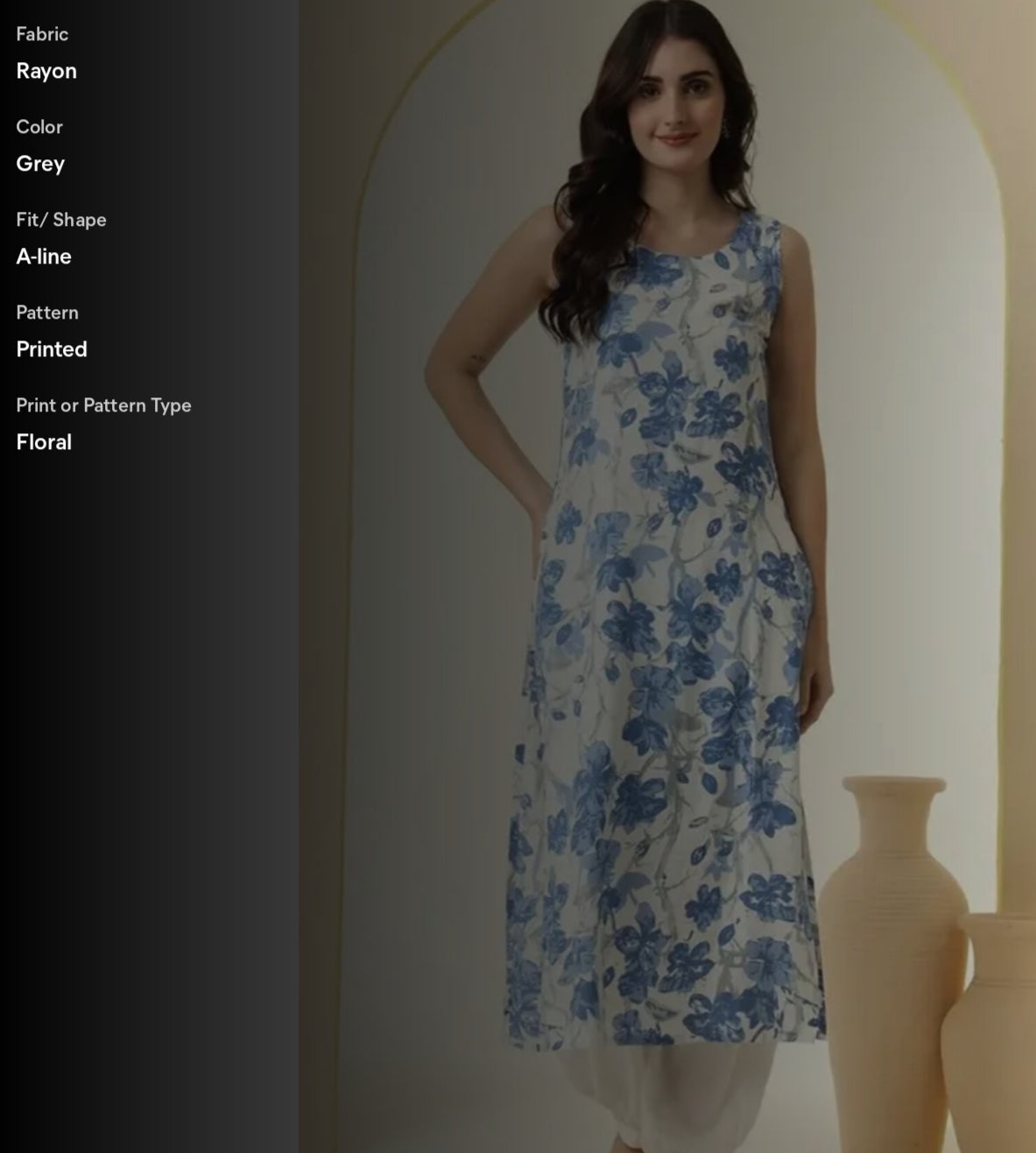 Women Rayon printed sleeveless partywear kurti