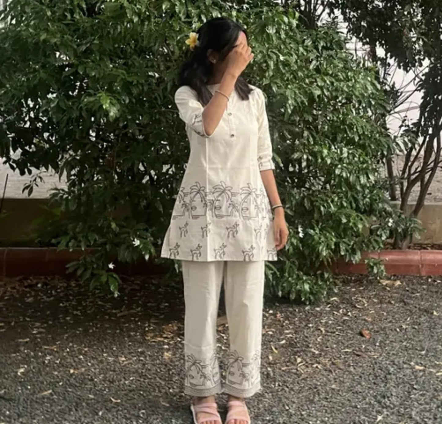 Women's Printed Rayon Casual Wear Collared Neck Sleeve Co-ord Set
