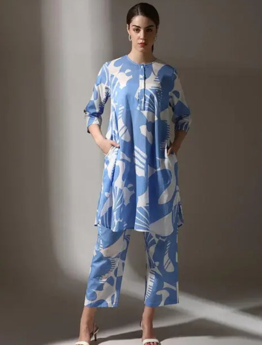 Women's Cotton kurta pant set;; Top bottom set;; co-ord set