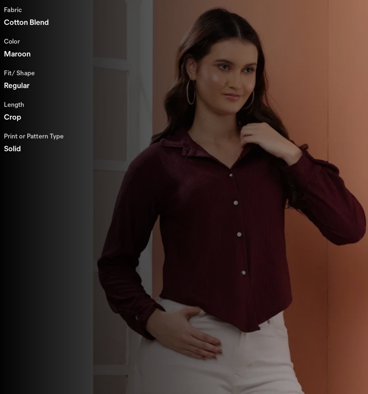 Stylish and trendy wine crop shirt for women